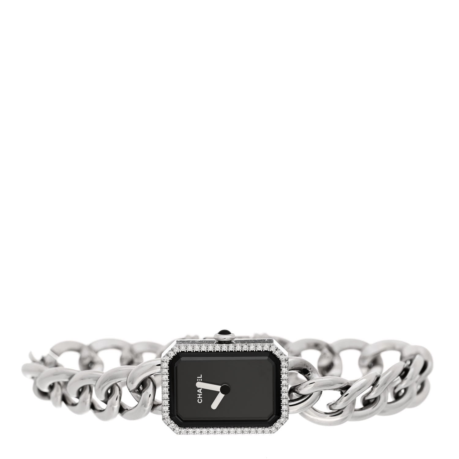 Chanel Stainless Steel Diamond Bezel 20mm Chain Premiere Quartz Watch Black 2 of 5