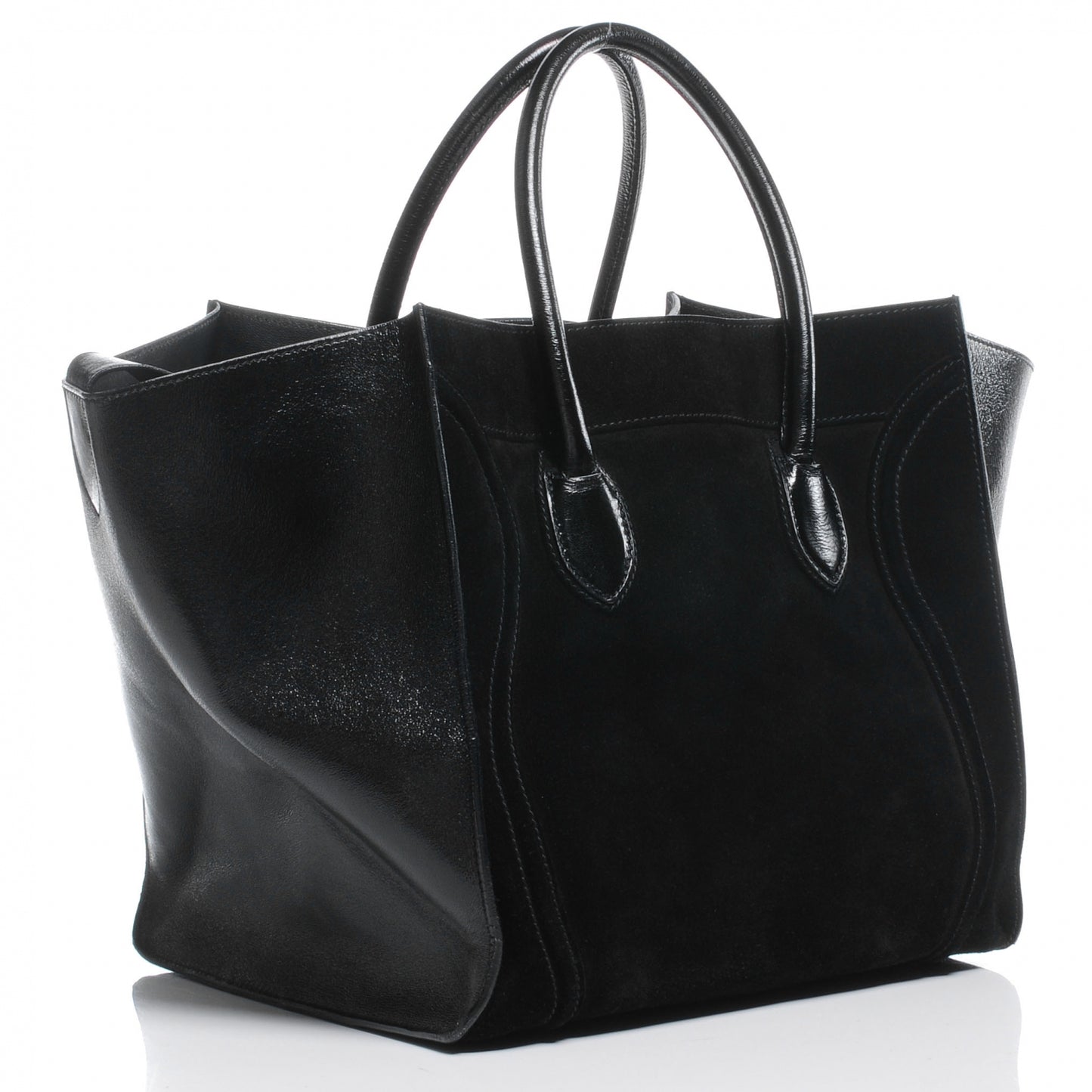 Suede Patent Leather Large Phantom Luggage Black