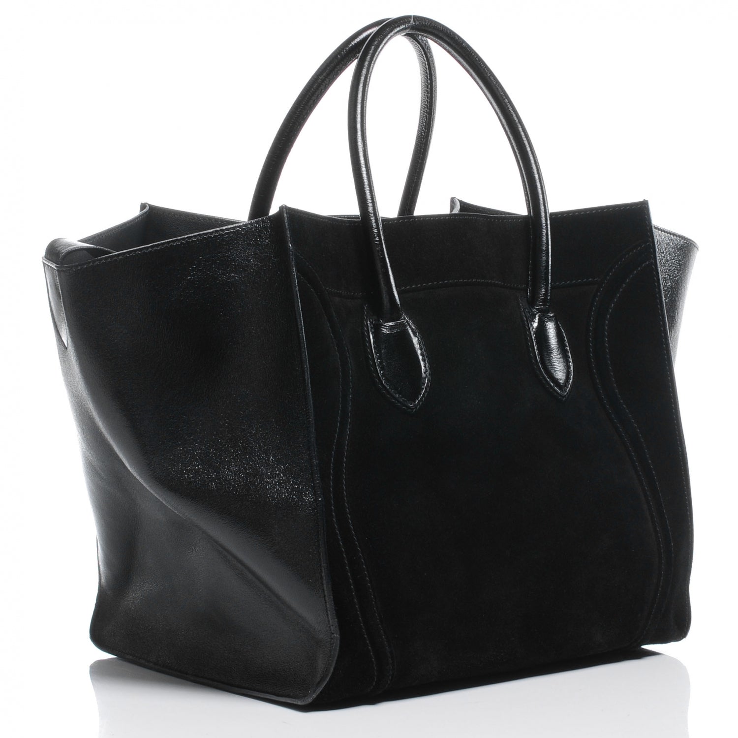 Celine Suede Patent Leather Large Phantom Luggage Black 3 of 8
