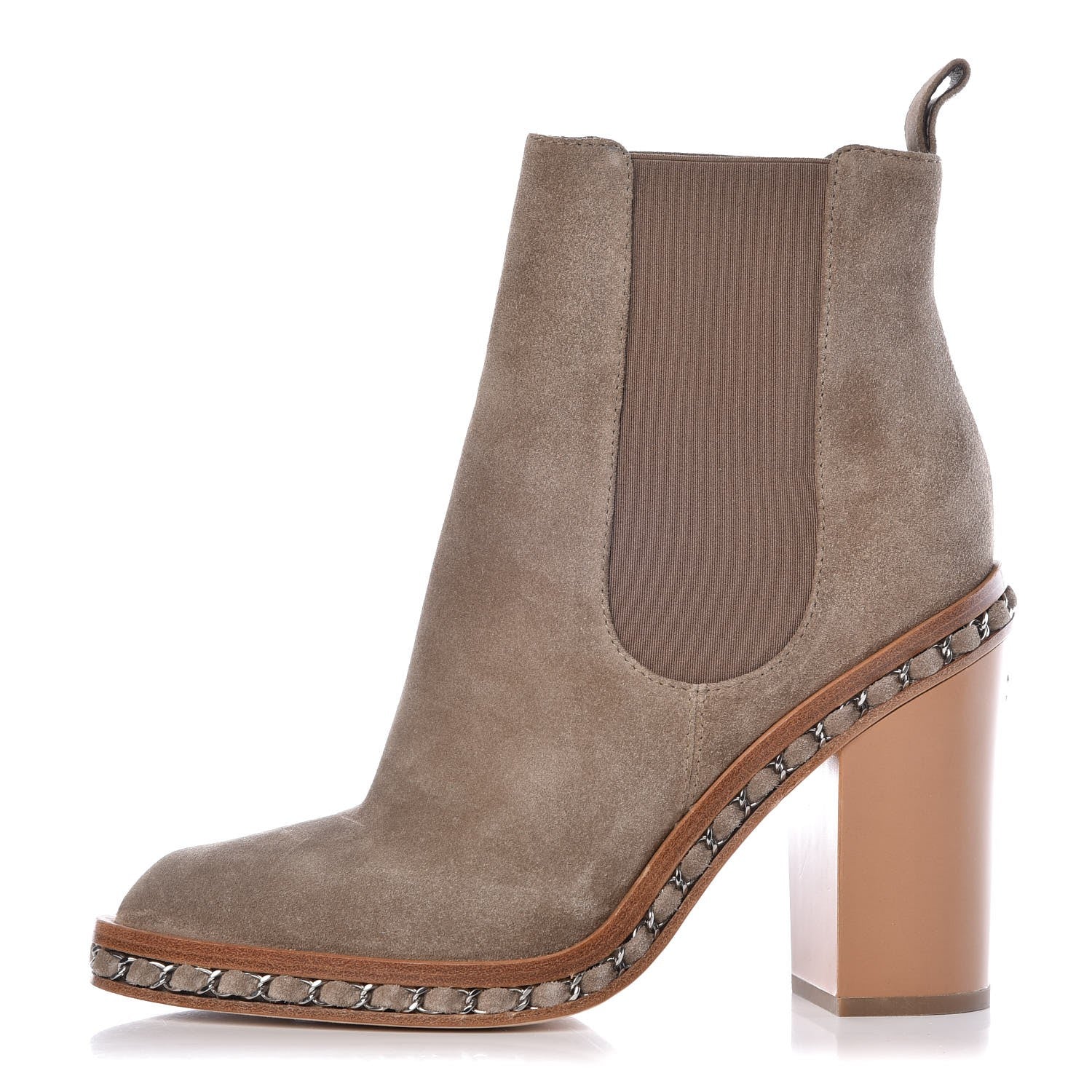 Chanel Suede Chain Around Elastic Boots 39.5 Light Brown 1 of 10