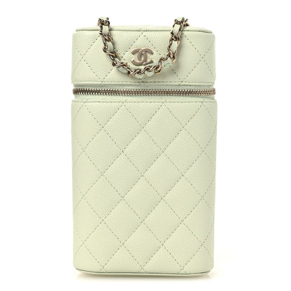 Chanel Caviar Quilted Phone Holder With Chain Light Green 1 of 12