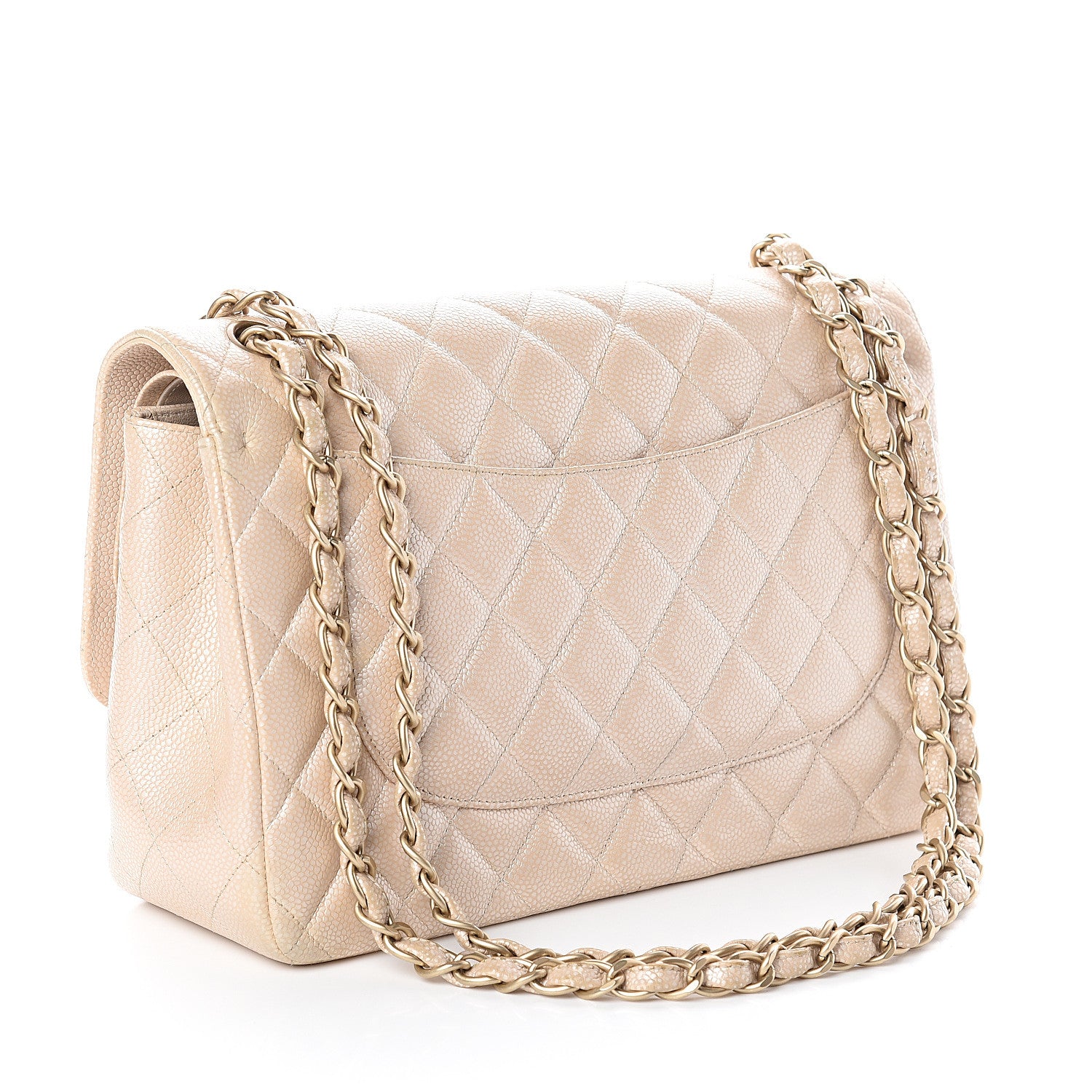 Chanel Pearly Caviar Quilted Jumbo Double Flap Light Beige 2 of 9