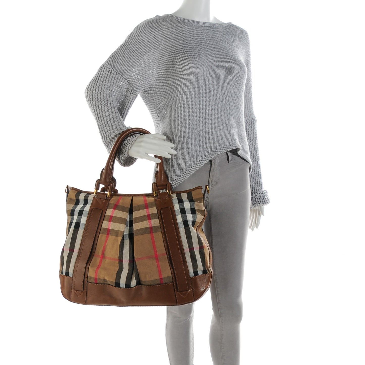 House Check Large Tote Brown