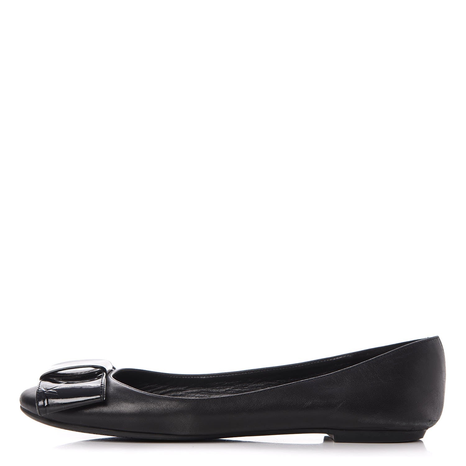 Louis Vuitton Calfskin Patent Bow Ballet Flats 36.5 Black 4 of 12
