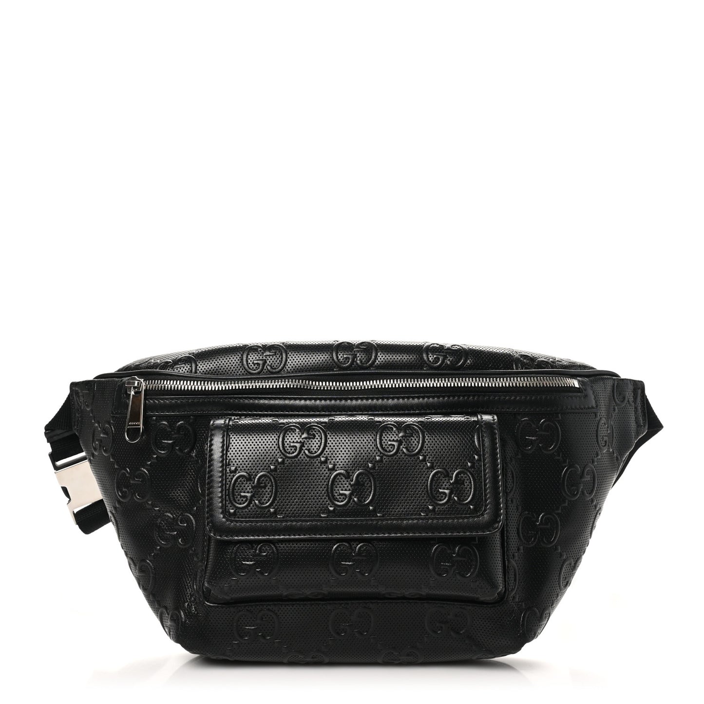 Calfskin GG Tennis Embossed Pocket Belt Bag Black