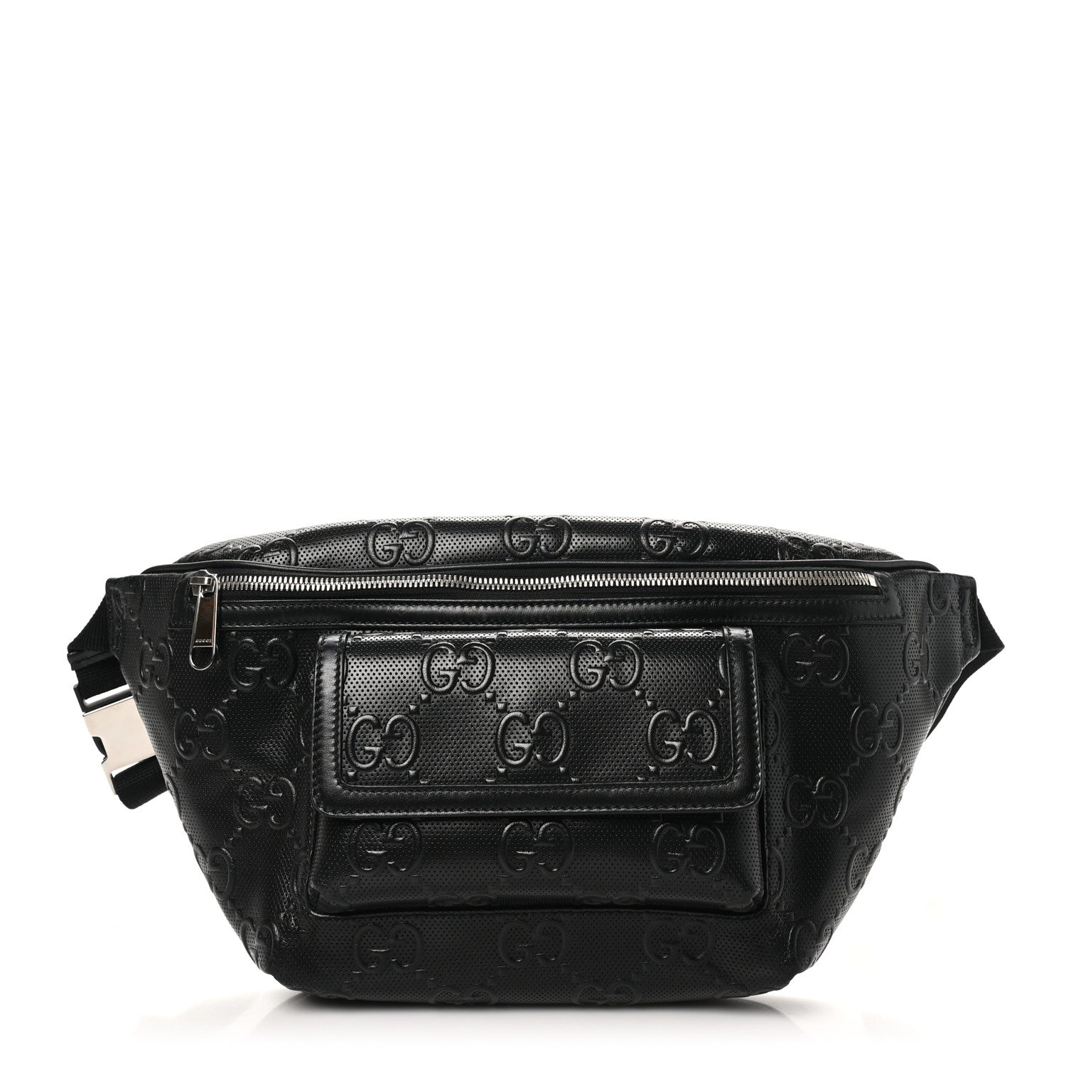 Gucci Calfskin GG Tennis Embossed Pocket Belt Bag Black 1 of 10