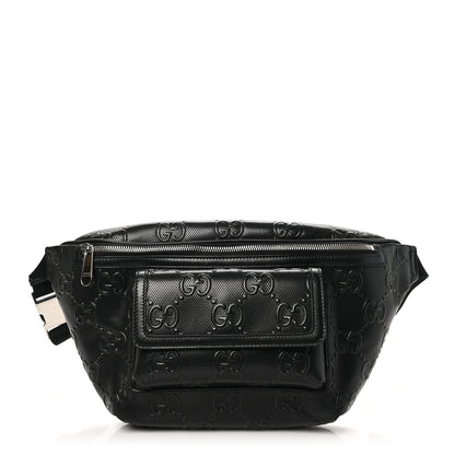 Gucci Calfskin GG Tennis Embossed Pocket Belt Bag Black 1 of 10