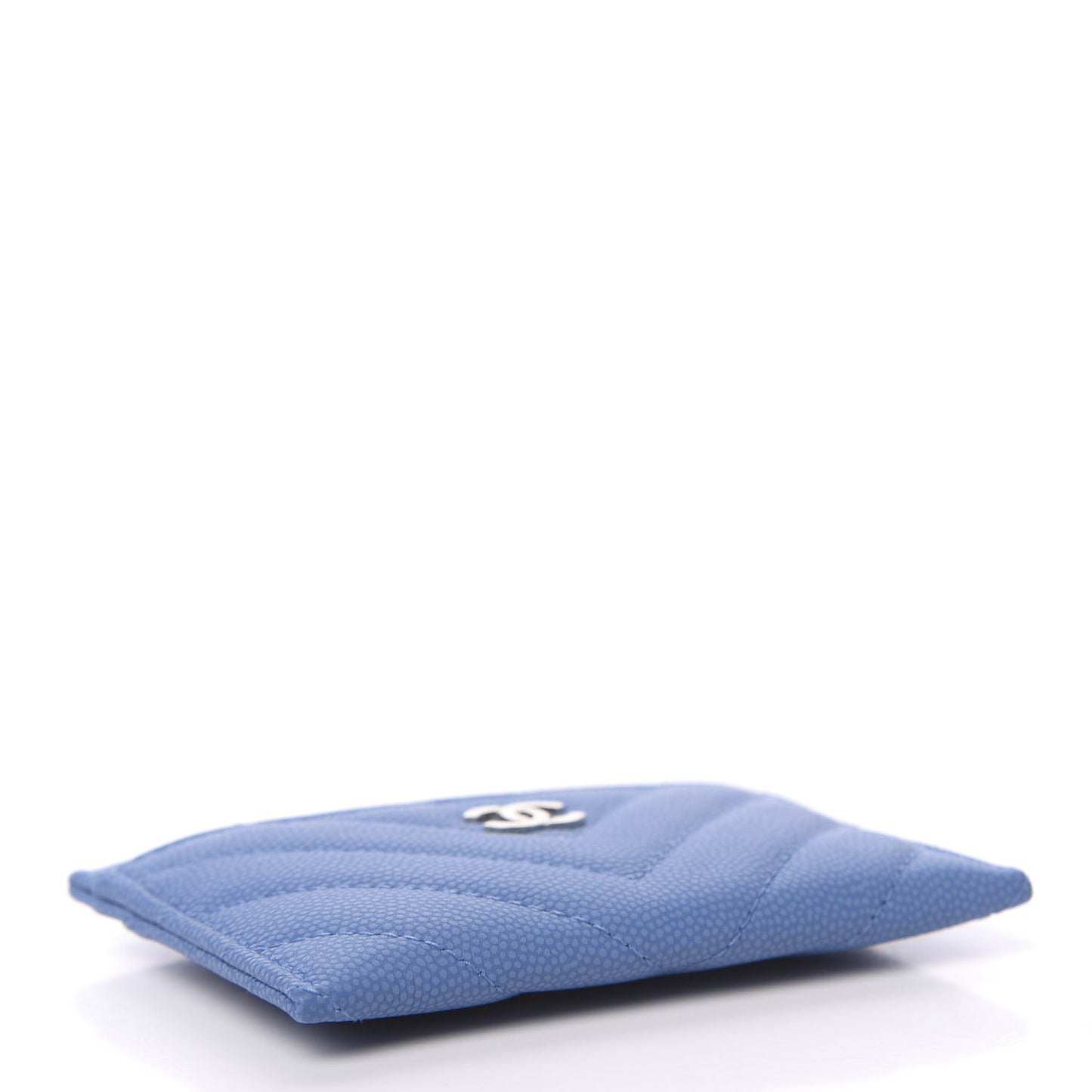 Caviar Chevron Quilted Card Holder Blue