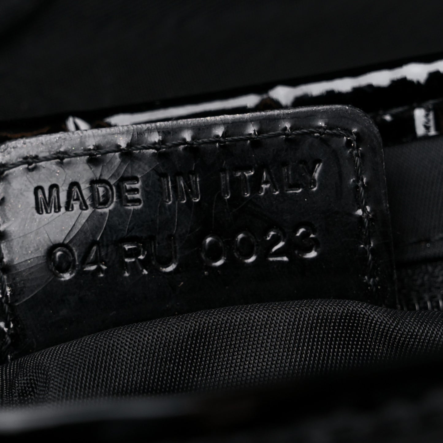 Canvas Patent Calfskin Saddle Bag Black