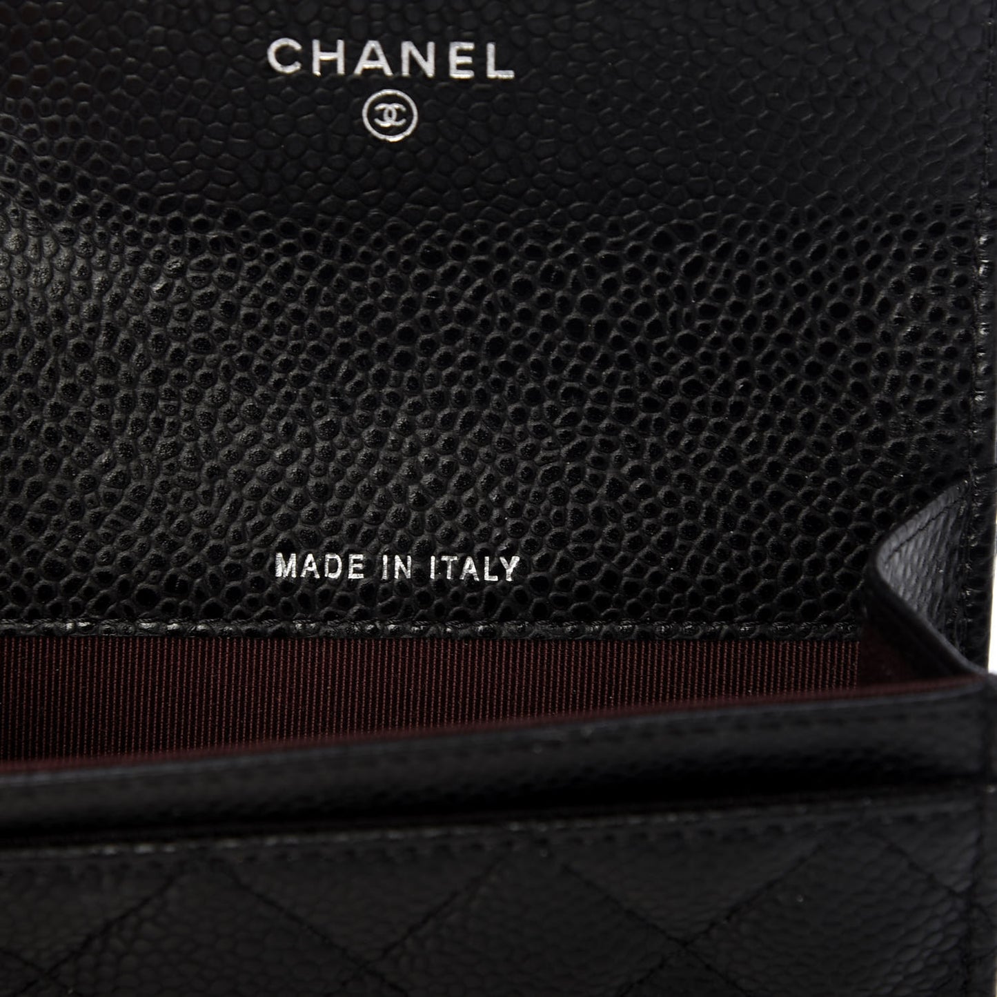 Caviar Quilted Flap Card Holder Wallet Black