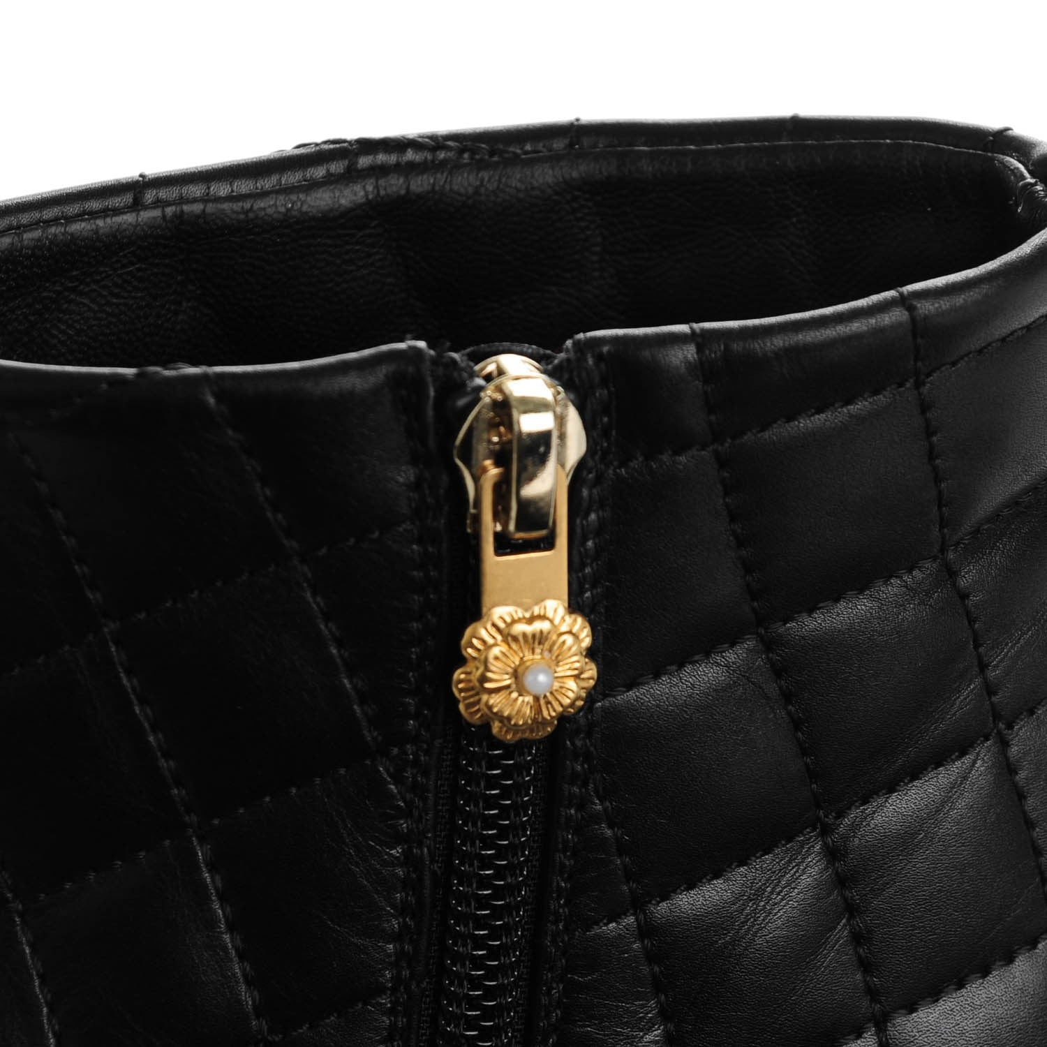Chanel Calfskin Quilted Cap Toe Short Boots 37 Black 7 of 8