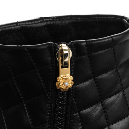 Chanel Calfskin Quilted Cap Toe Short Boots 37 Black 7 of 8