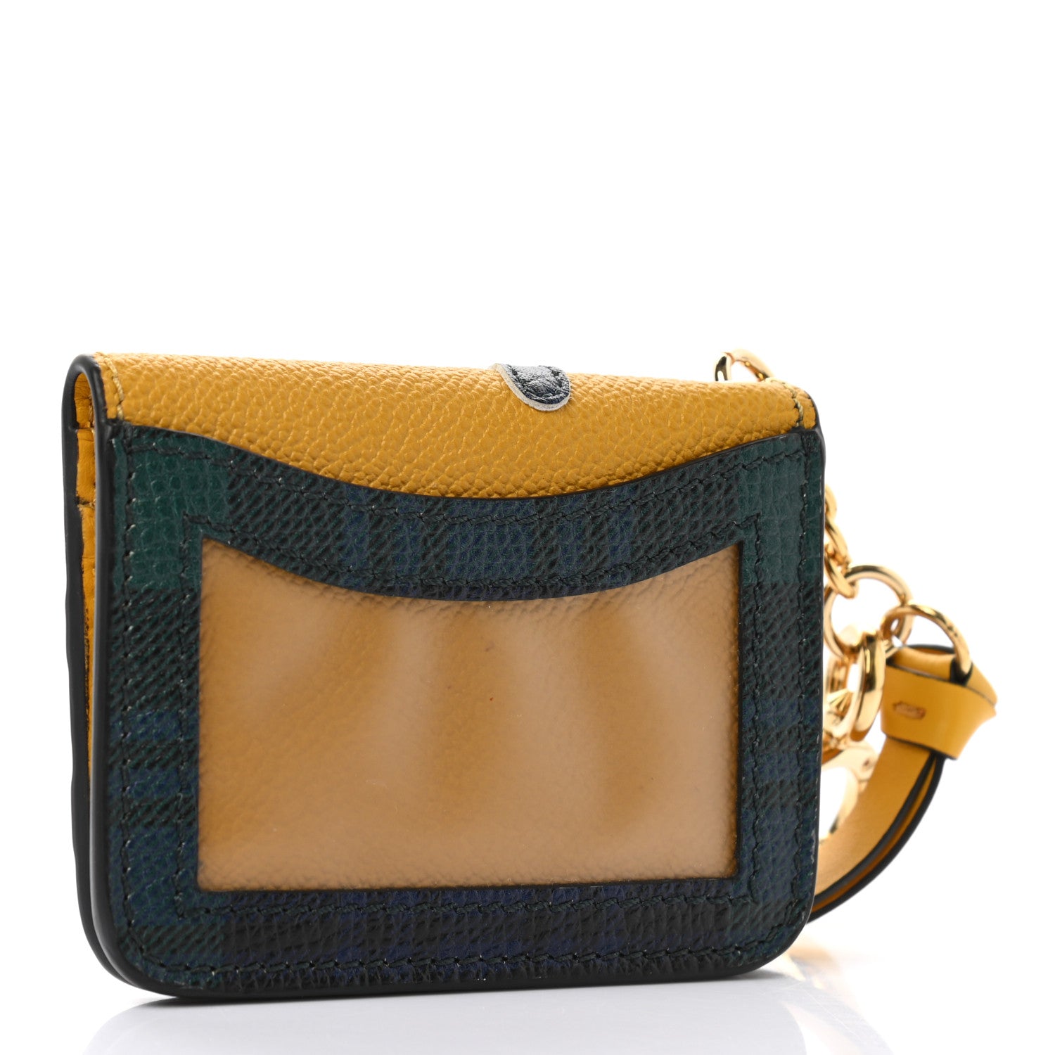 Burberry Calfskin Haymarket Check Appliqué Card Case Charm Yellow 3 of 7