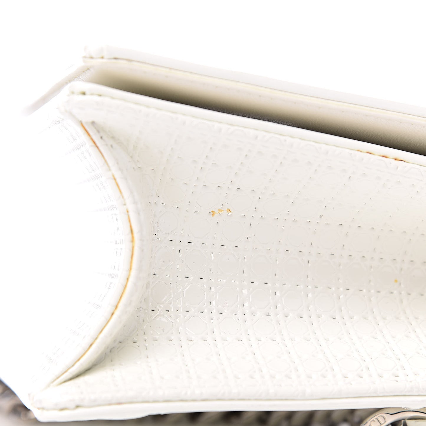 Patent Micro-Cannage Small Diorama Flap Bag White