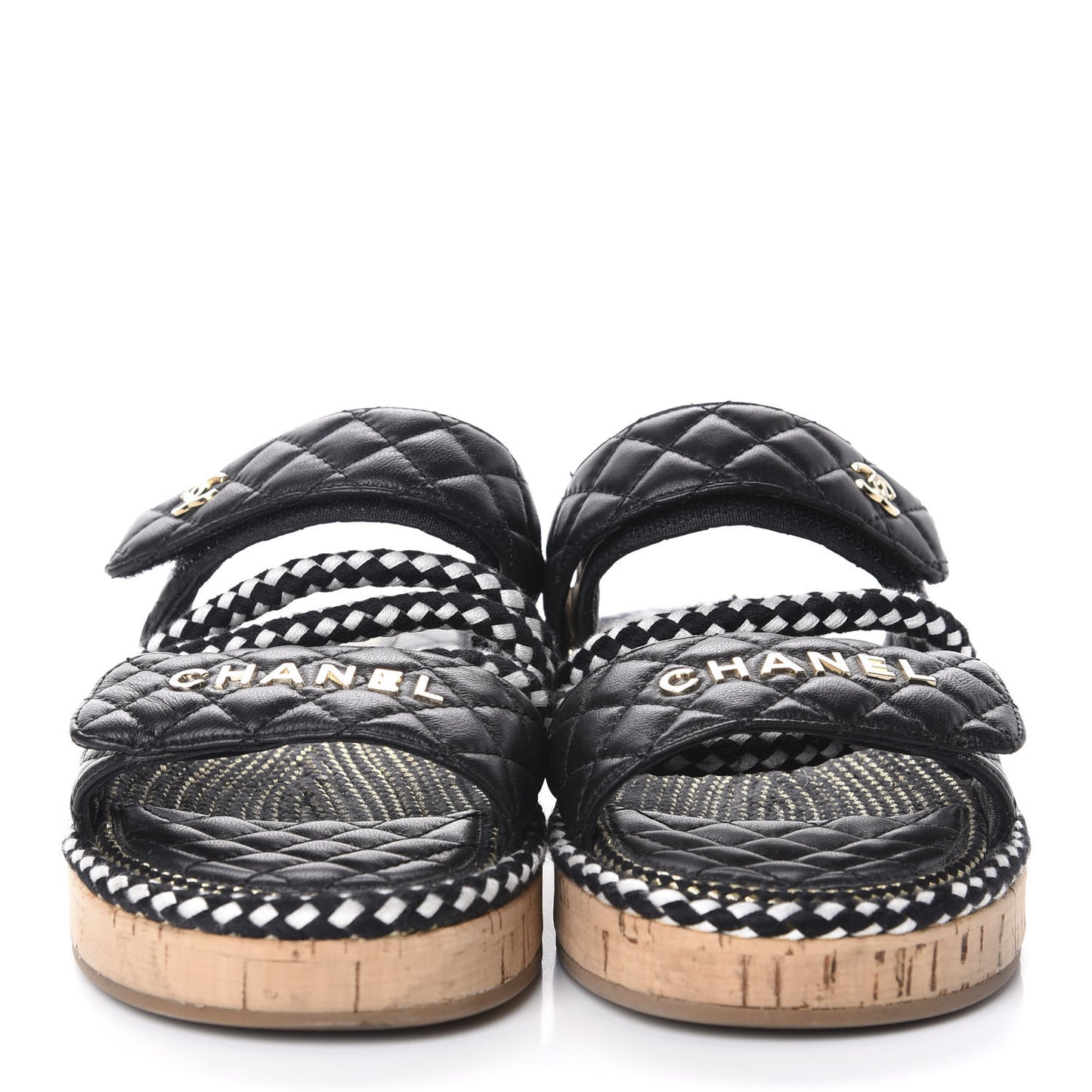 Cord Lambskin Quilted Logo Mules 39 Black