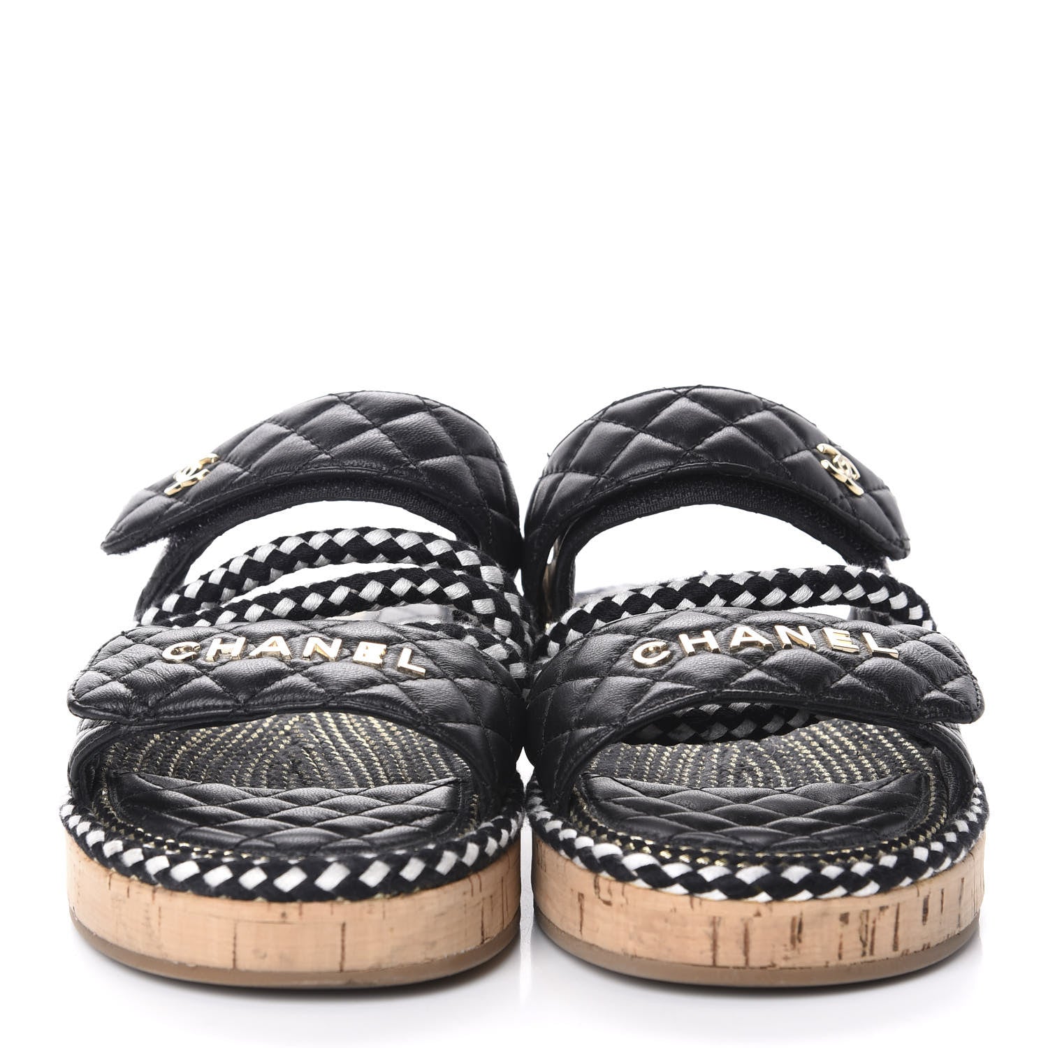 Chanel Cord Lambskin Quilted Logo Mules 39 Black 2 of 9