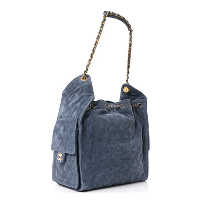 Chanel Suede Quilted Medium Chanel 25 Handbag Blue 4 of 12
