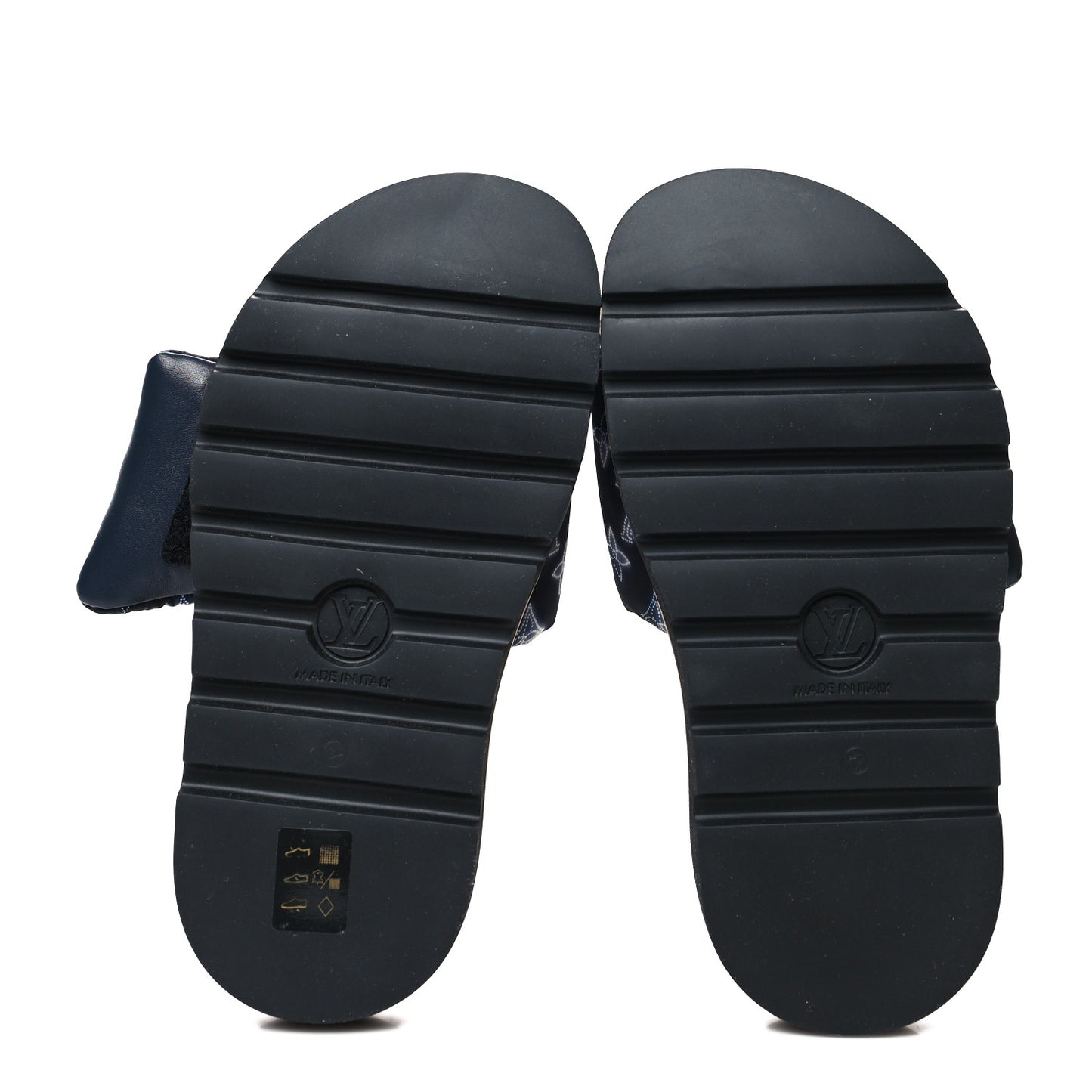 Nylon Monogram Womens Pool Pillow Comfort Mules 36 Navy Blue