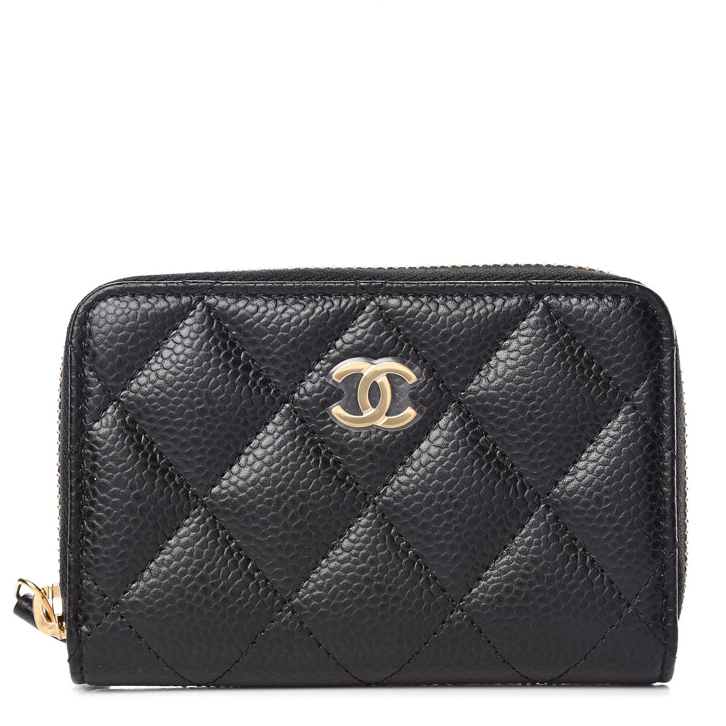 Caviar Quilted Zip Coin Purse Black