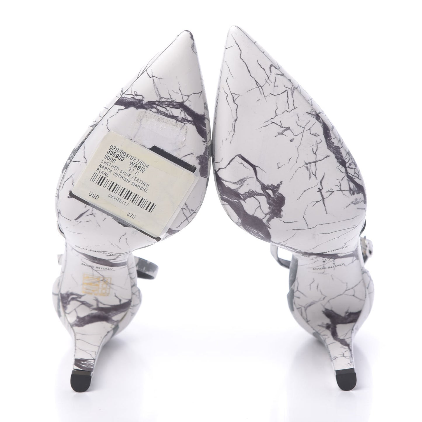Nappa Imprime Marble Ankle Strap Pump 37 Blanc