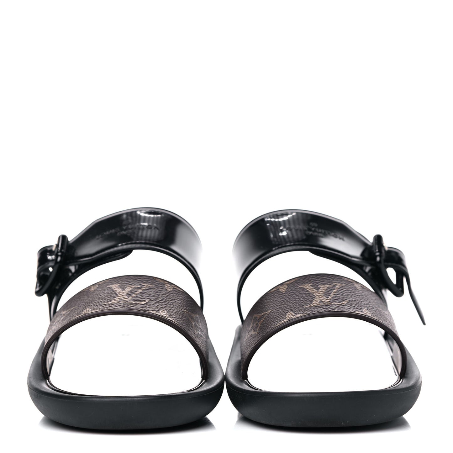 Monogram Sunbath Flat Mule Sandals 38 Black