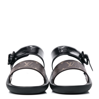 Louis Vuitton Monogram Sunbath Flat Mule Sandals 38 Black 2 of 11