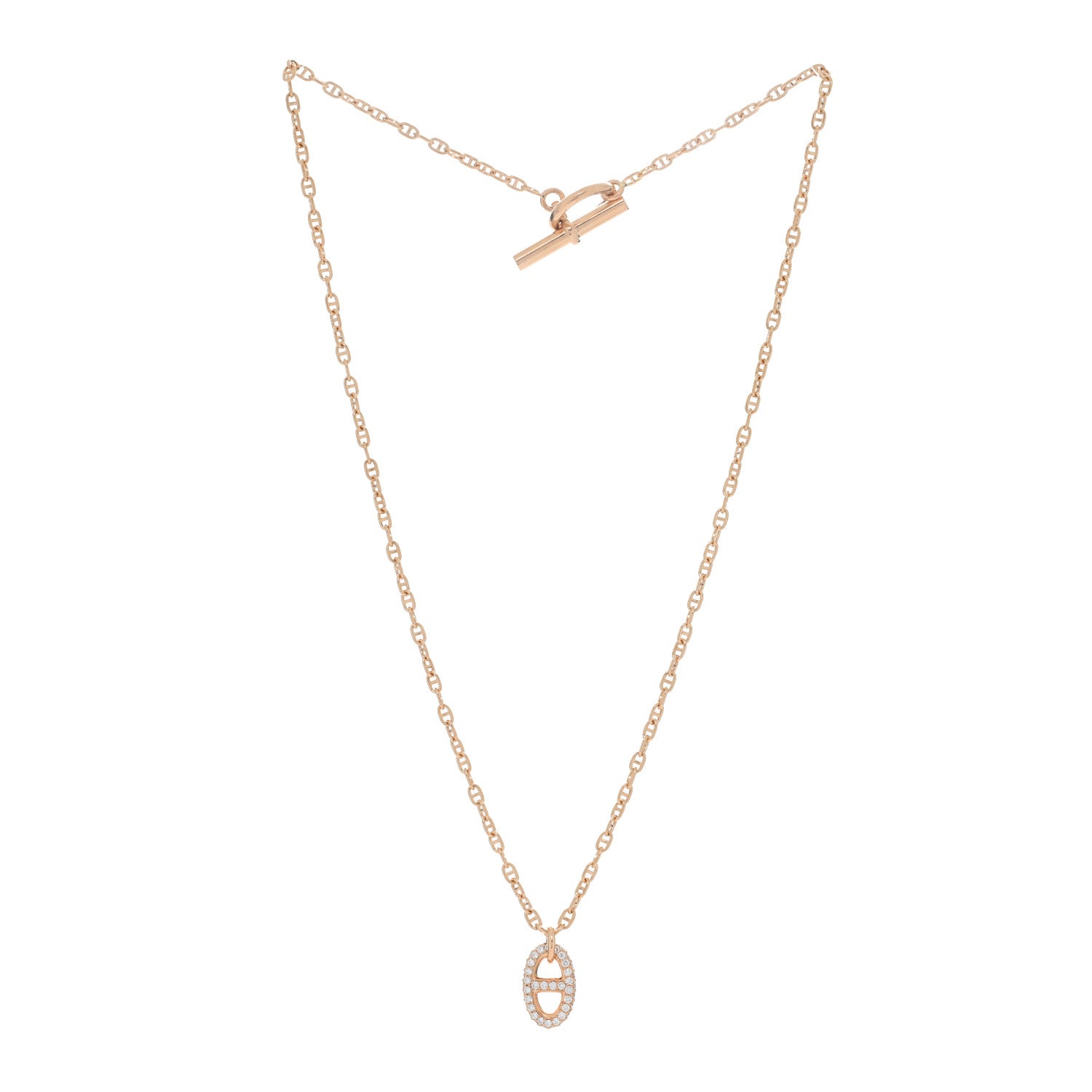 Hermes 18K Rose Gold Diamond PM New Farandole Pendant Necklace SH 3 of 5