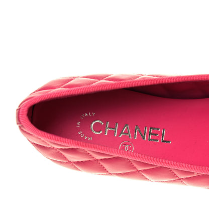 Chanel Lambskin Quilted CC Cap Toe Ballerina Flats 39.5 Pink 7 of 8