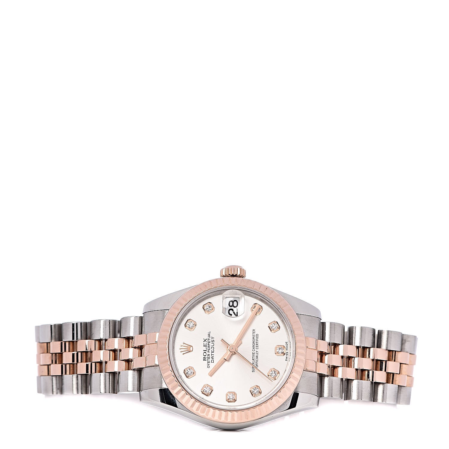 Rolex Stainless Steel 18K Everose Gold Diamond 31mm Oyster Perpetual Datejust Watch Silver 178271 3 of 6