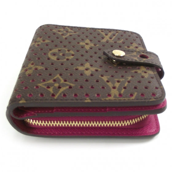 Monogram Perforated Compact Zipped Wallet Fuchsia