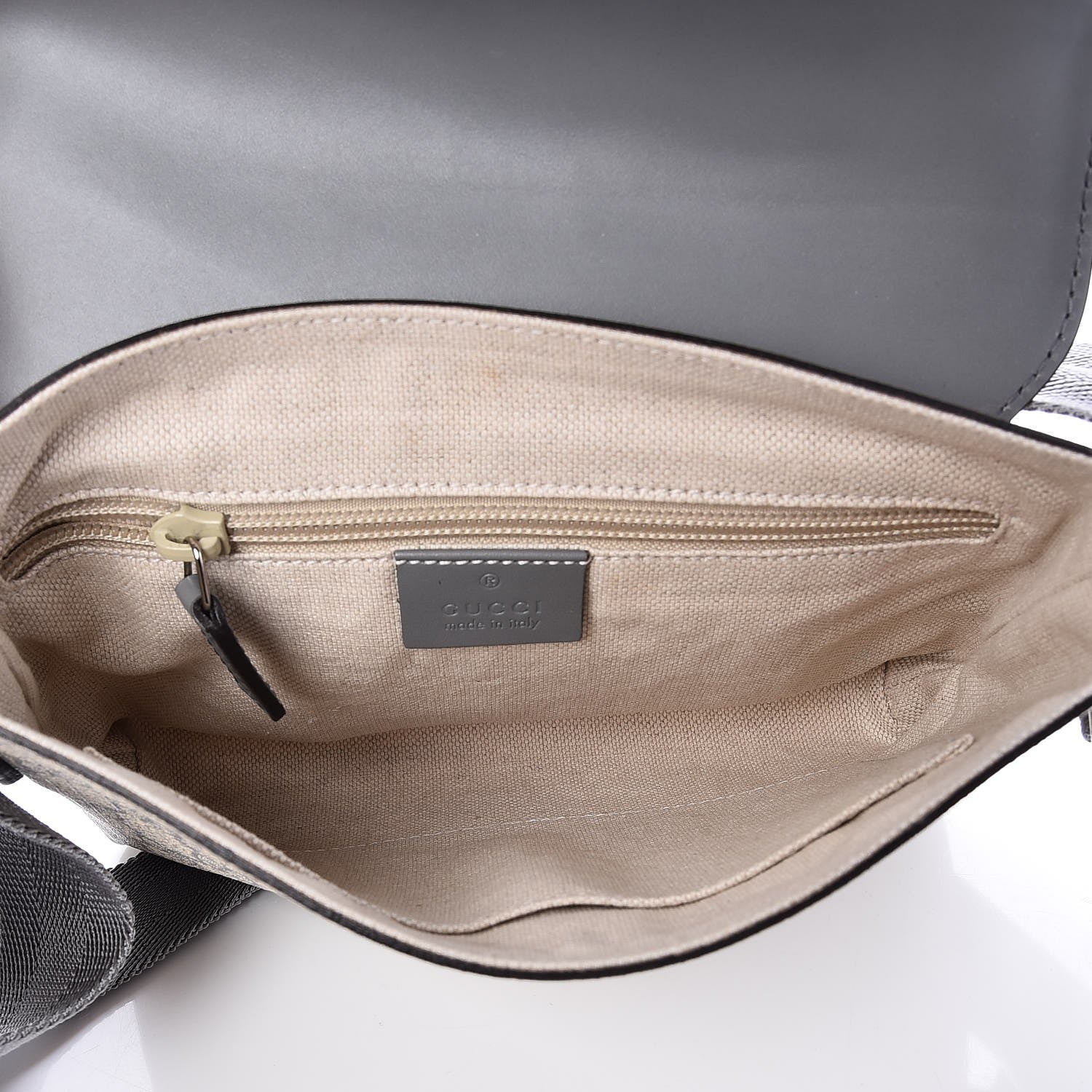 Gucci GG Supreme Monogram Selleria Calfskin Small Satchel Messenger Bag Ecru Grigio 5 of 7