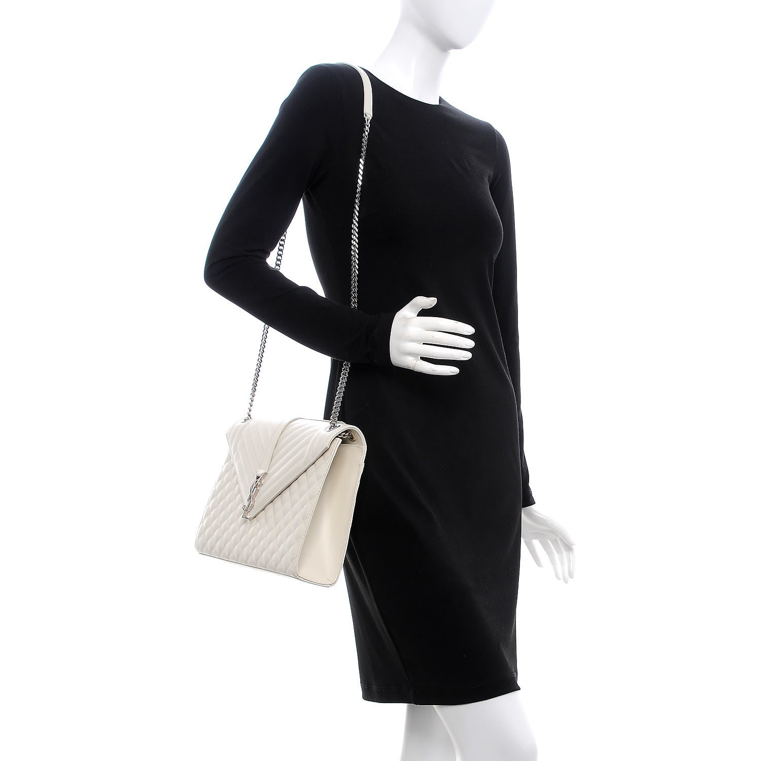 Saint Laurent Grain De Poudre Large Tri-Quilt Monogram Satchel Porcellana 2 of 9