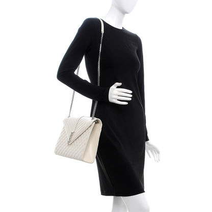 Saint Laurent Grain De Poudre Large Tri-Quilt Monogram Satchel Porcellana 2 of 9