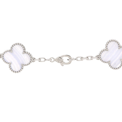 Van Cleef & Arpels 18K White Gold Chalcedony 10 Motifs Vintage Alhambra Necklace 4 of 7