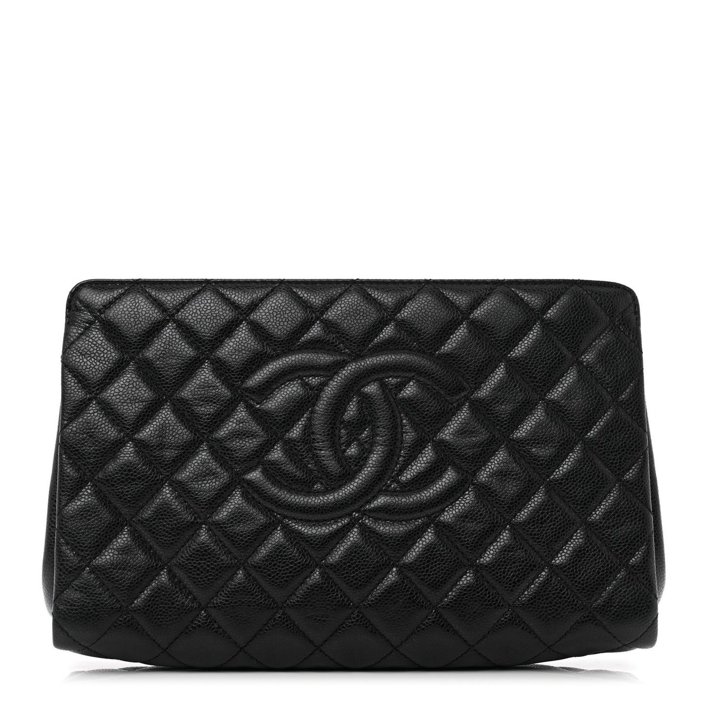 Caviar Quilted CC Large Clutch Black