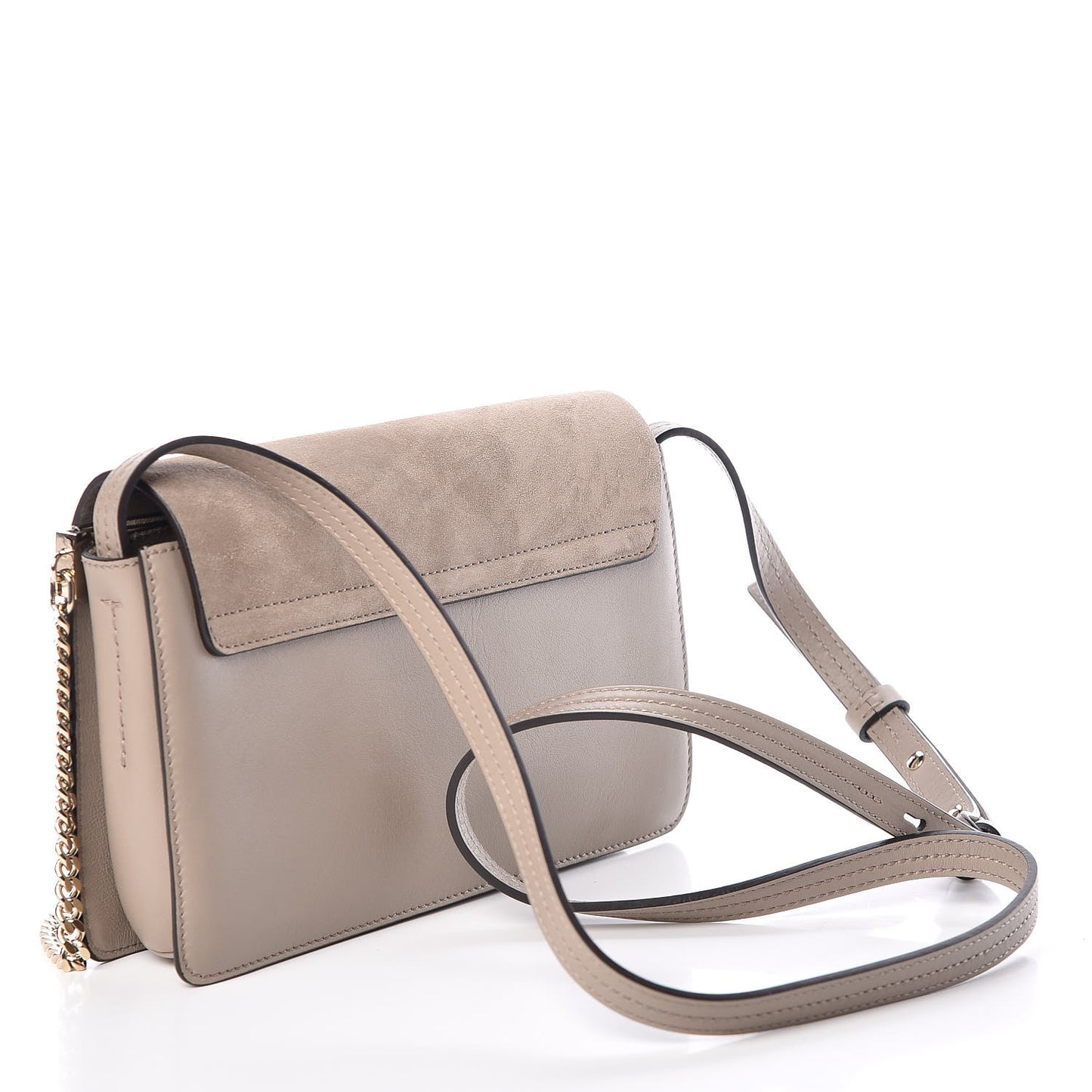 Suede Calfskin Small Faye Shoulder Bag Motty Grey