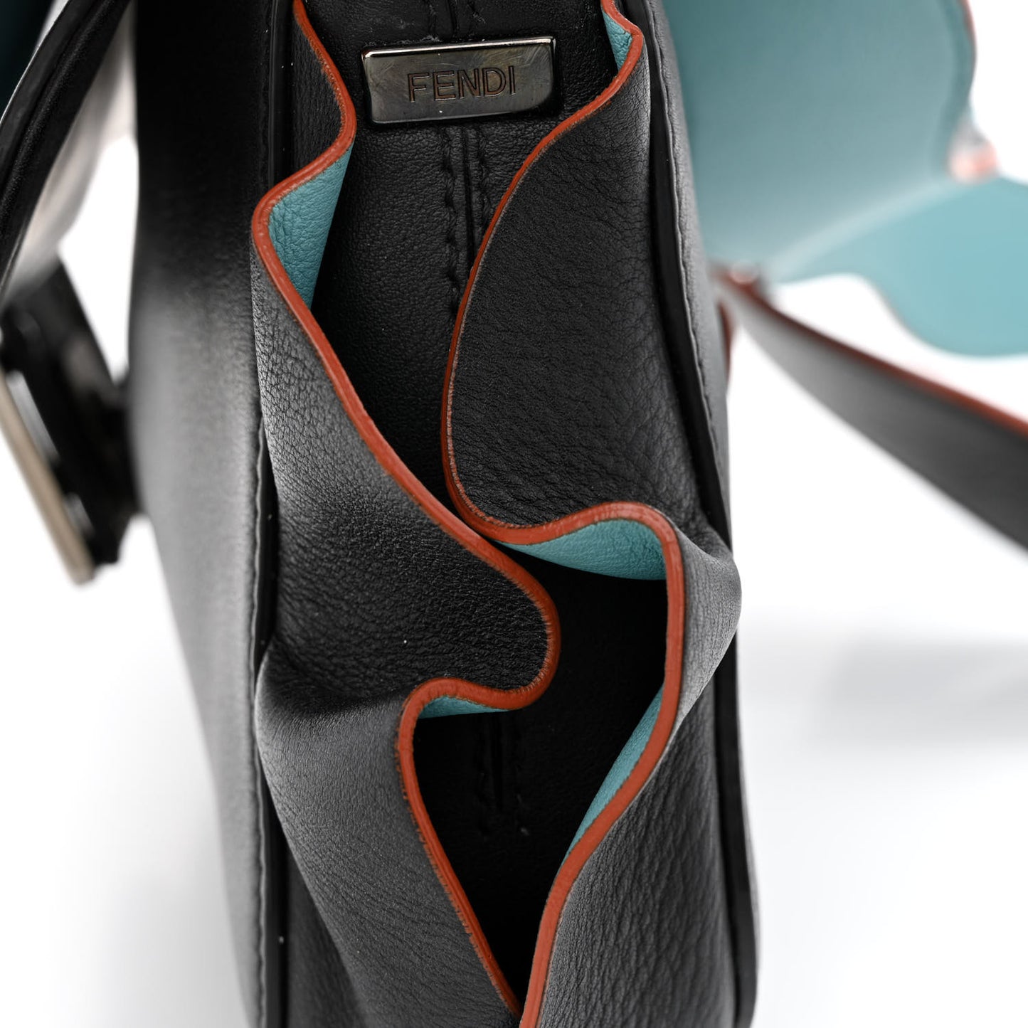 Calfskin Waves Baguette Black Turchese