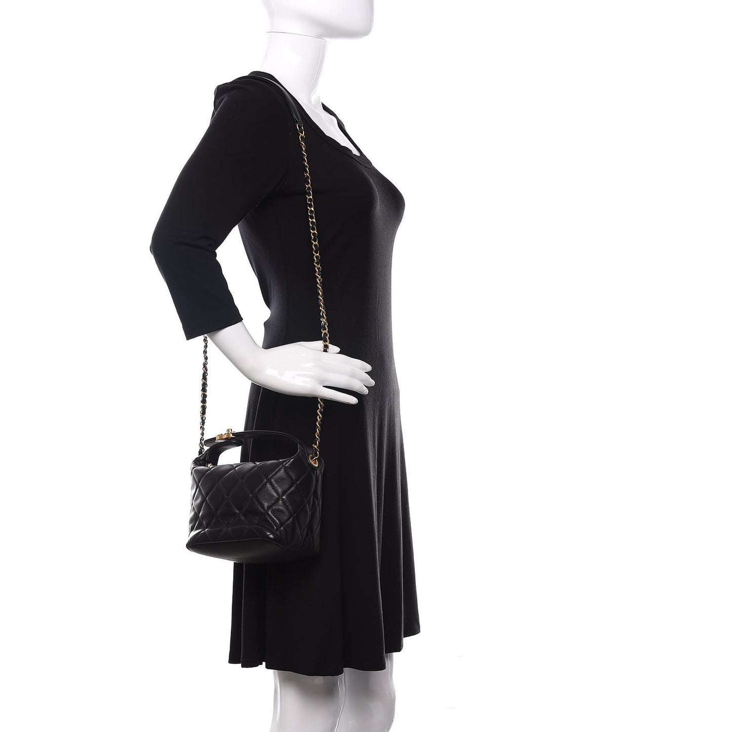 Lambskin Quilted Small Perfect Meeting Hobo Black