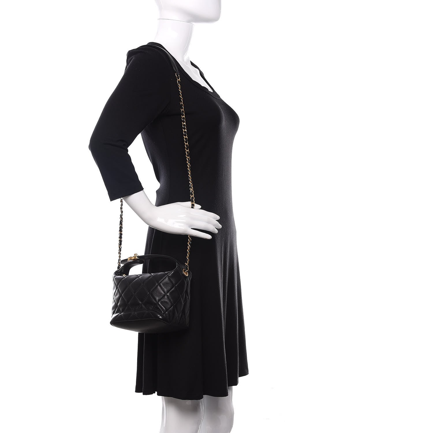Chanel Lambskin Quilted Small Perfect Meeting Hobo Black 2 of 14