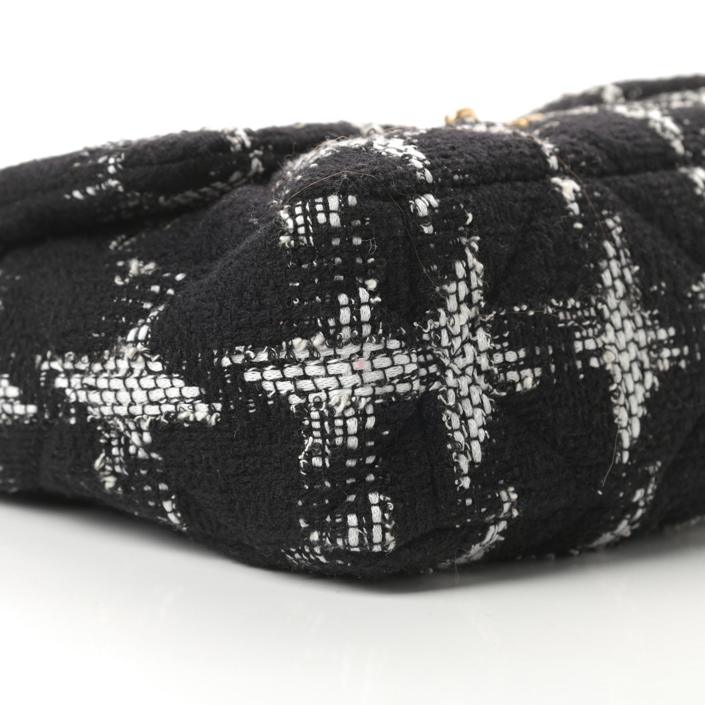 Tweed Quilted Large Chanel 19 Flap Black White