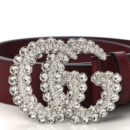 Gucci Calfskin Crystal Double G 40mm Belt 80 32 Vintage Bordeaux 2 of 6
