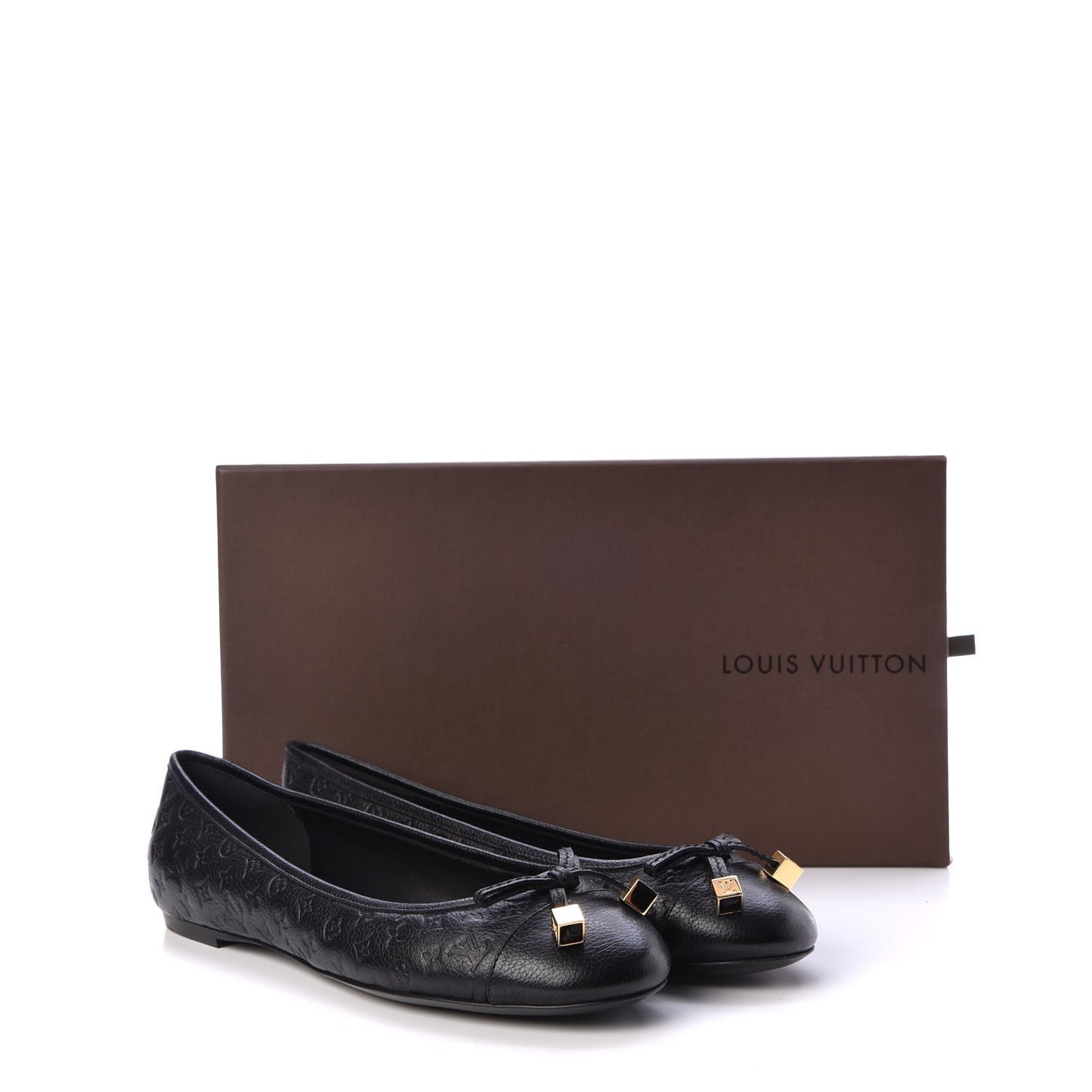 Calfskin Monogram Embossed Debbie Ballerina Flats 38 Black