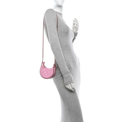 Chanel Lambskin Quilted Mini Chain Around Hobo Pink 2 of 10