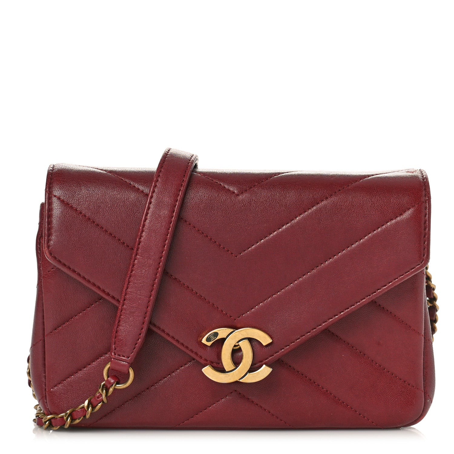Chanel Lambskin Chevron Quilted Coco Envelope Flap Red 1 of 13