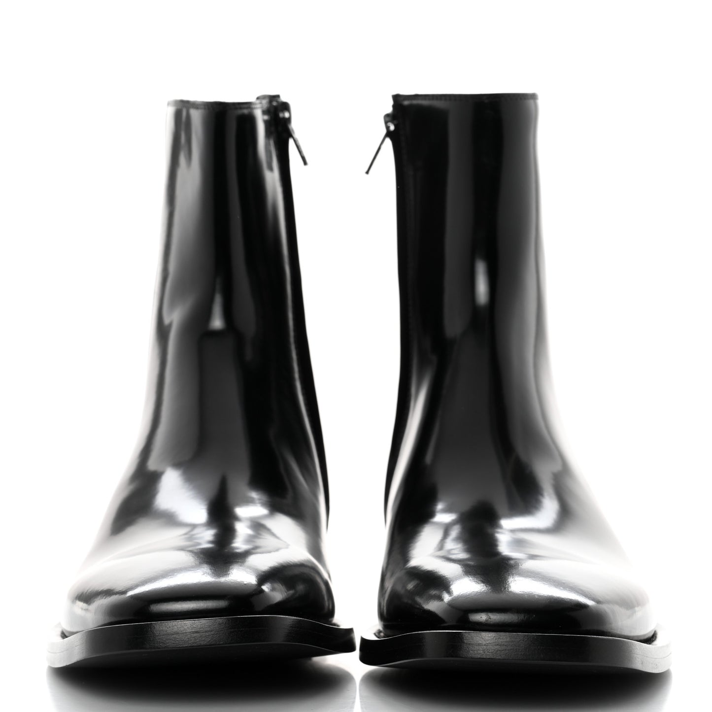 Polished Calfskin Rim Boots 40 Black