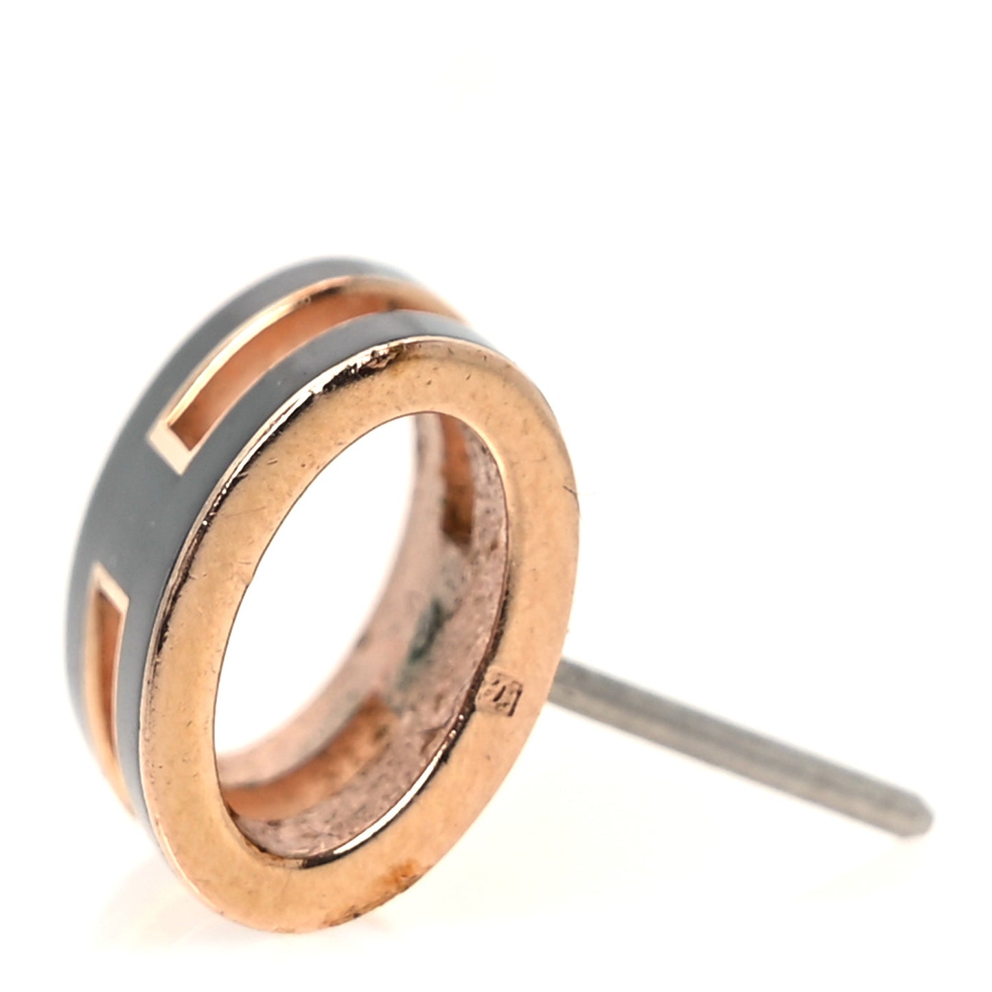 Rose Gold Lacquered Mini Pop H Earrings Black