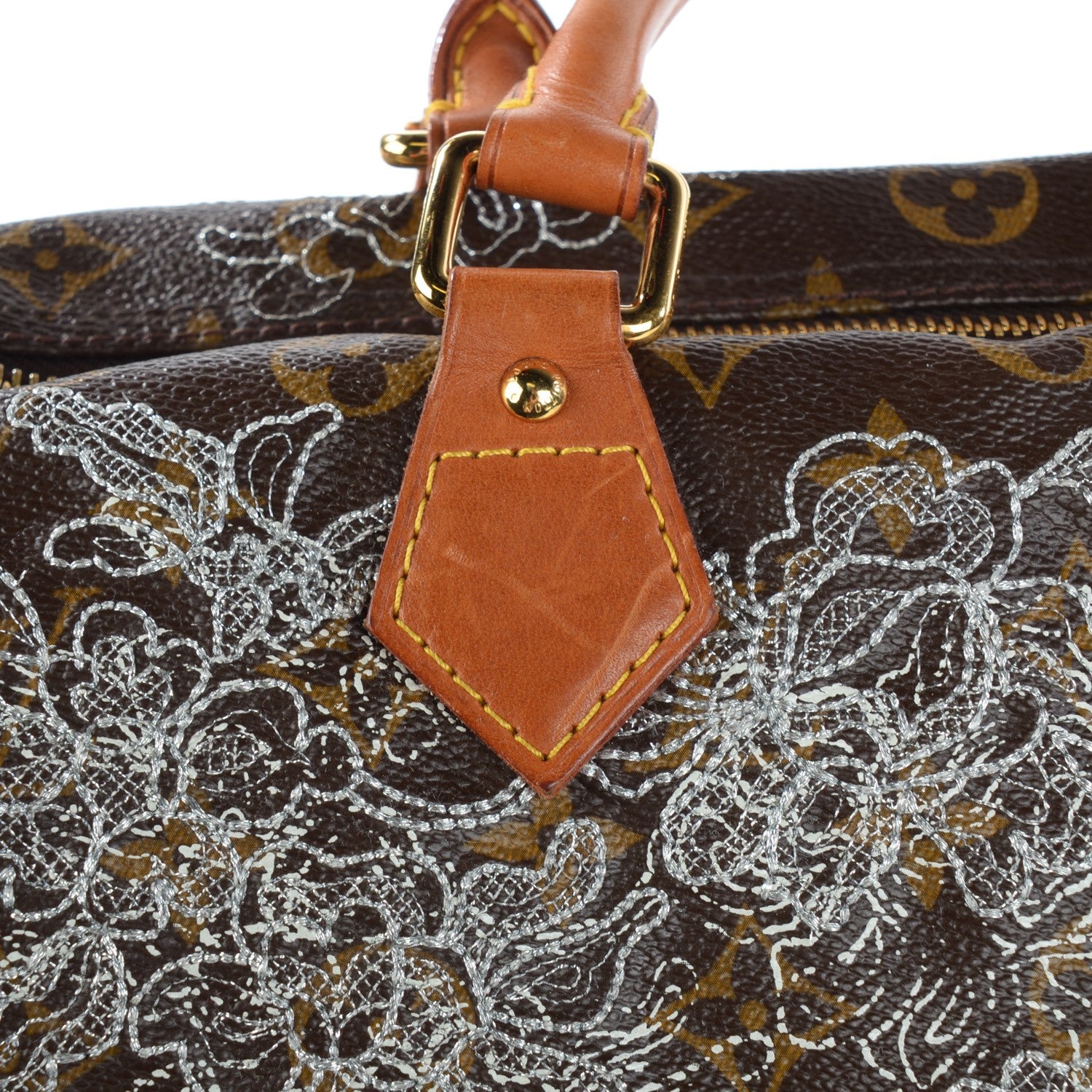 Louis Vuitton Monogram Dentelle Speedy 30 Silver 5 of 10
