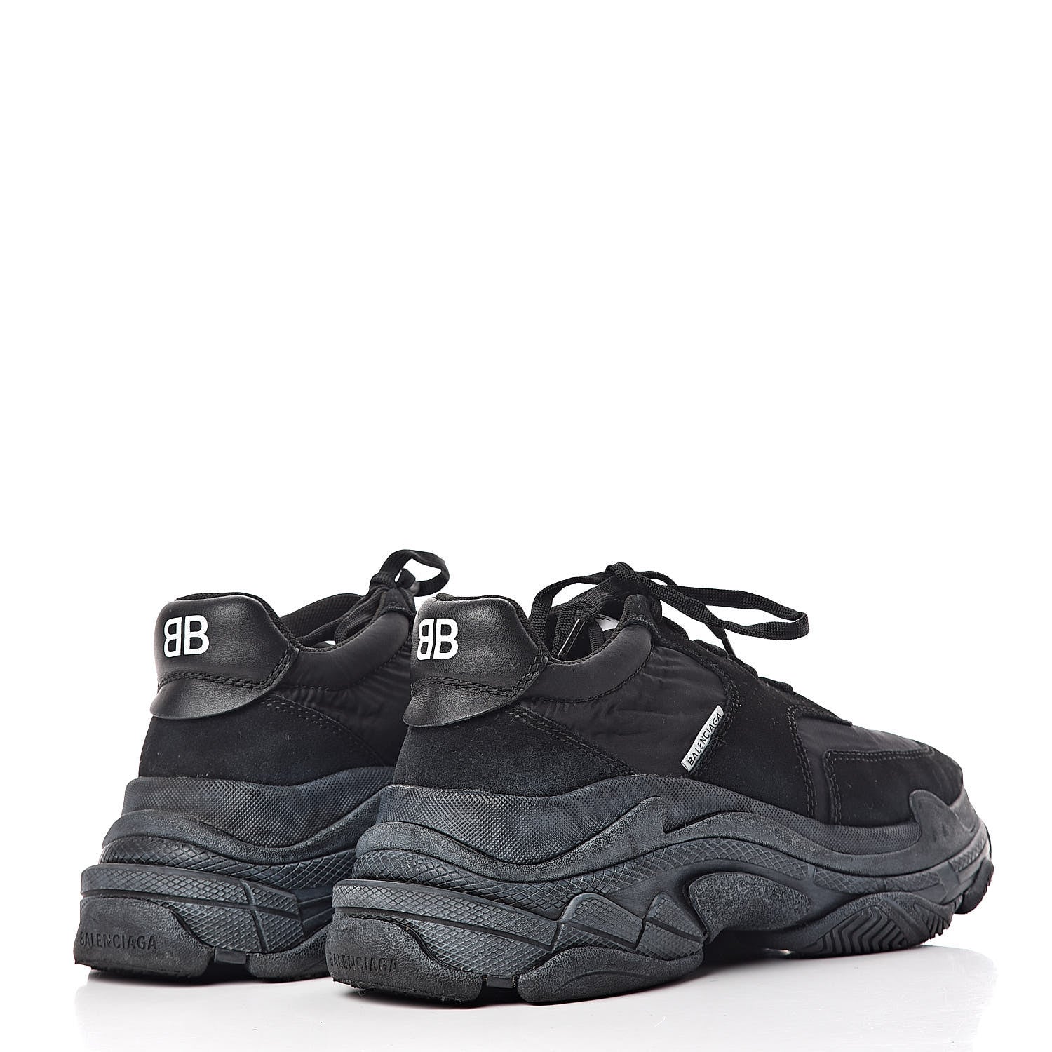 Balenciaga Nylon Suede Womens Triple S 2.0 Sneakers 40 Black 4 of 9