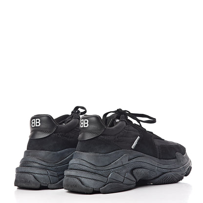 Balenciaga Nylon Suede Womens Triple S 2.0 Sneakers 40 Black 4 of 9