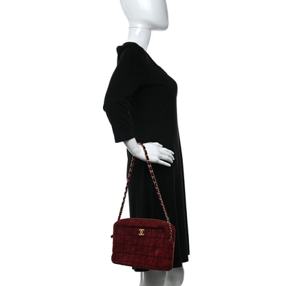Chanel Suede Chocolate Bar Camera Case Red 3 of 9